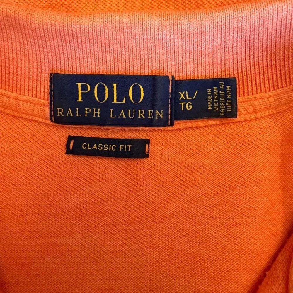 Polo Ralph Lauren Men's Orange Polo Cotton Preppy Shirt, Size XL